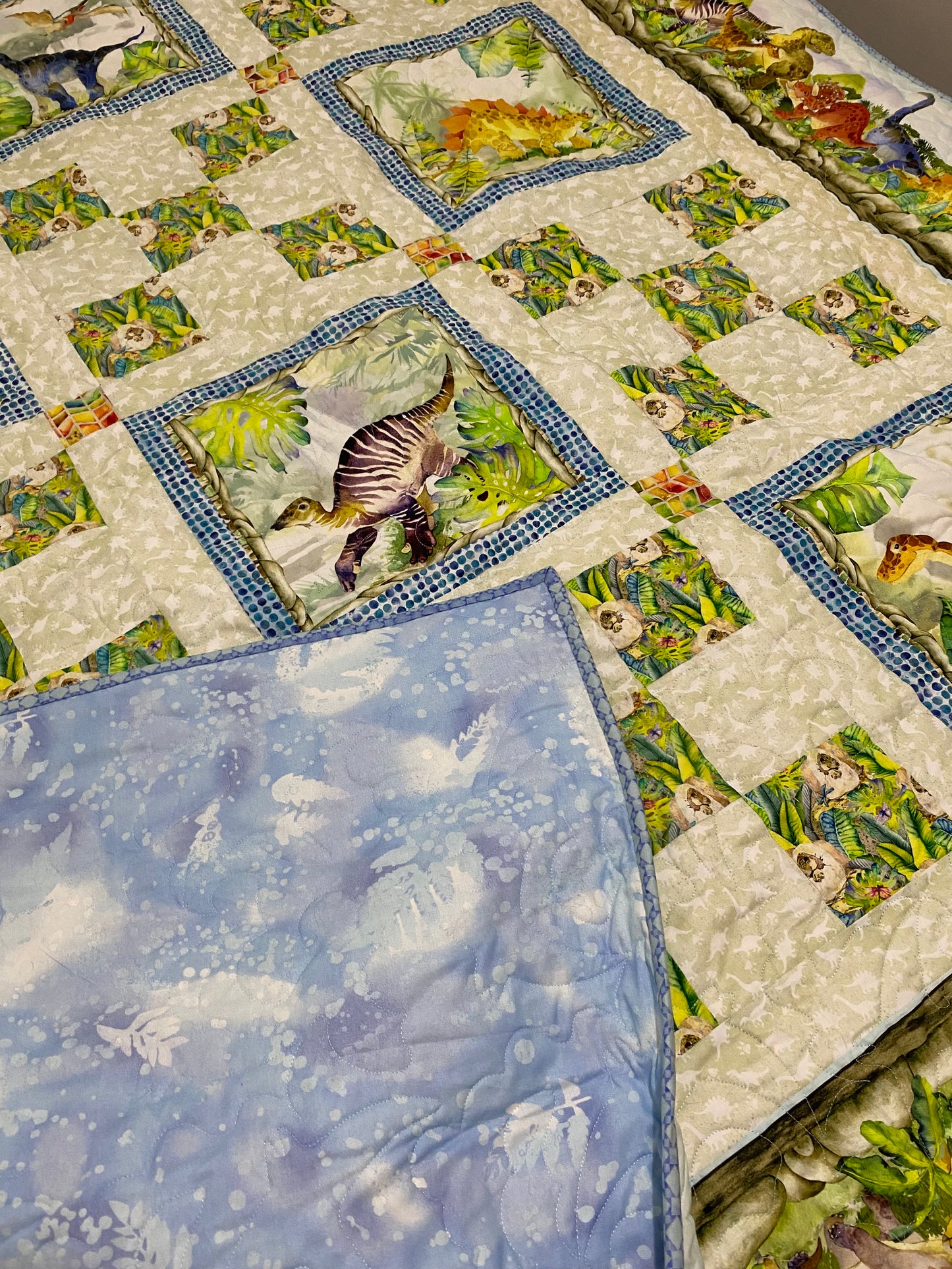 Dinosaur Friends King Single or Double Bed Quilt