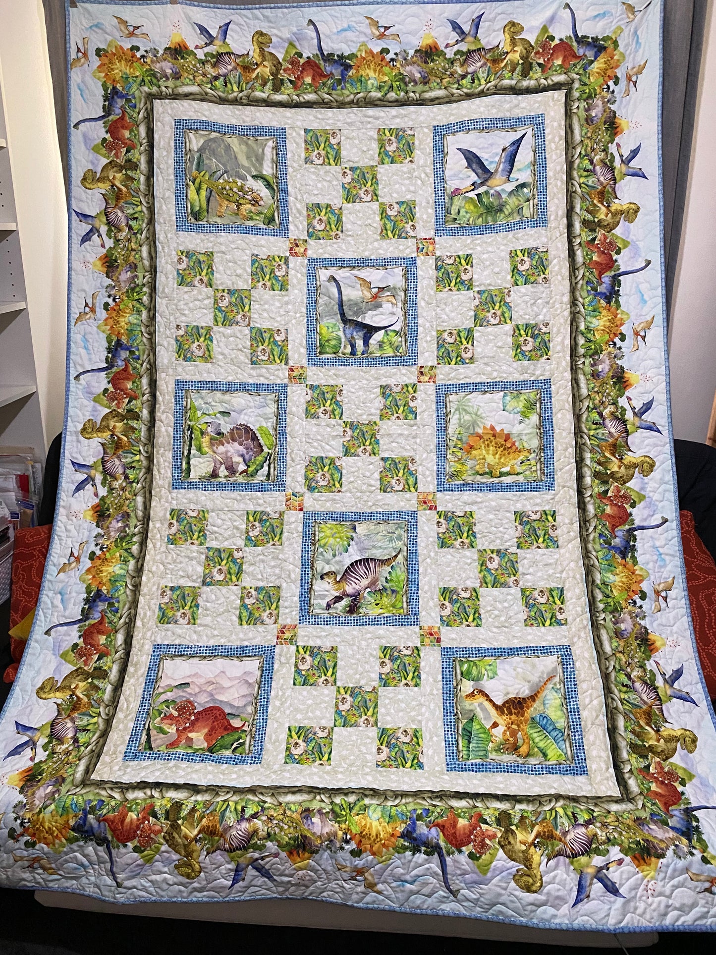 Dinosaur Friends King Single or Double Bed Quilt