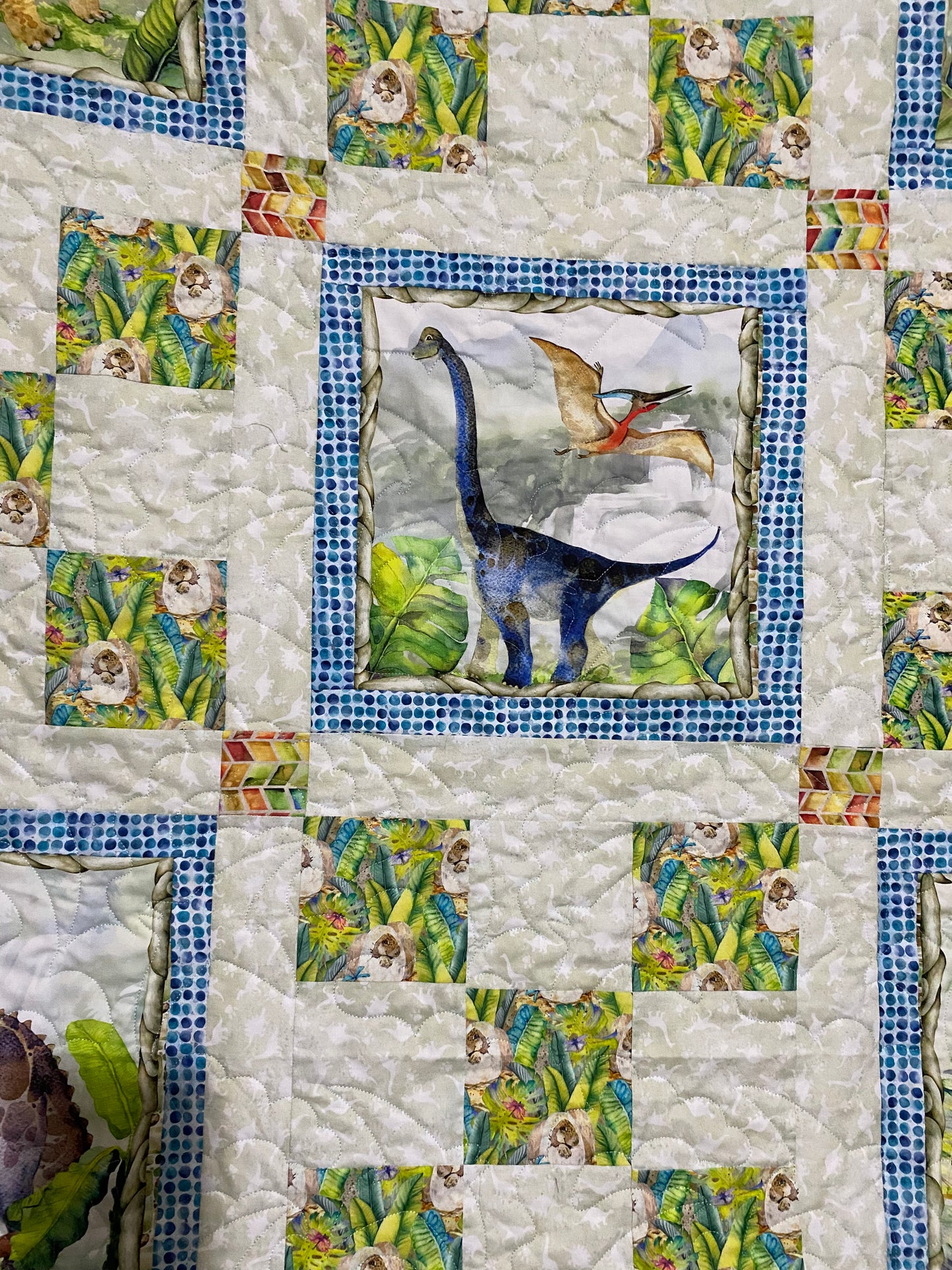 Dinosaur Friends King Single or Double Bed Quilt