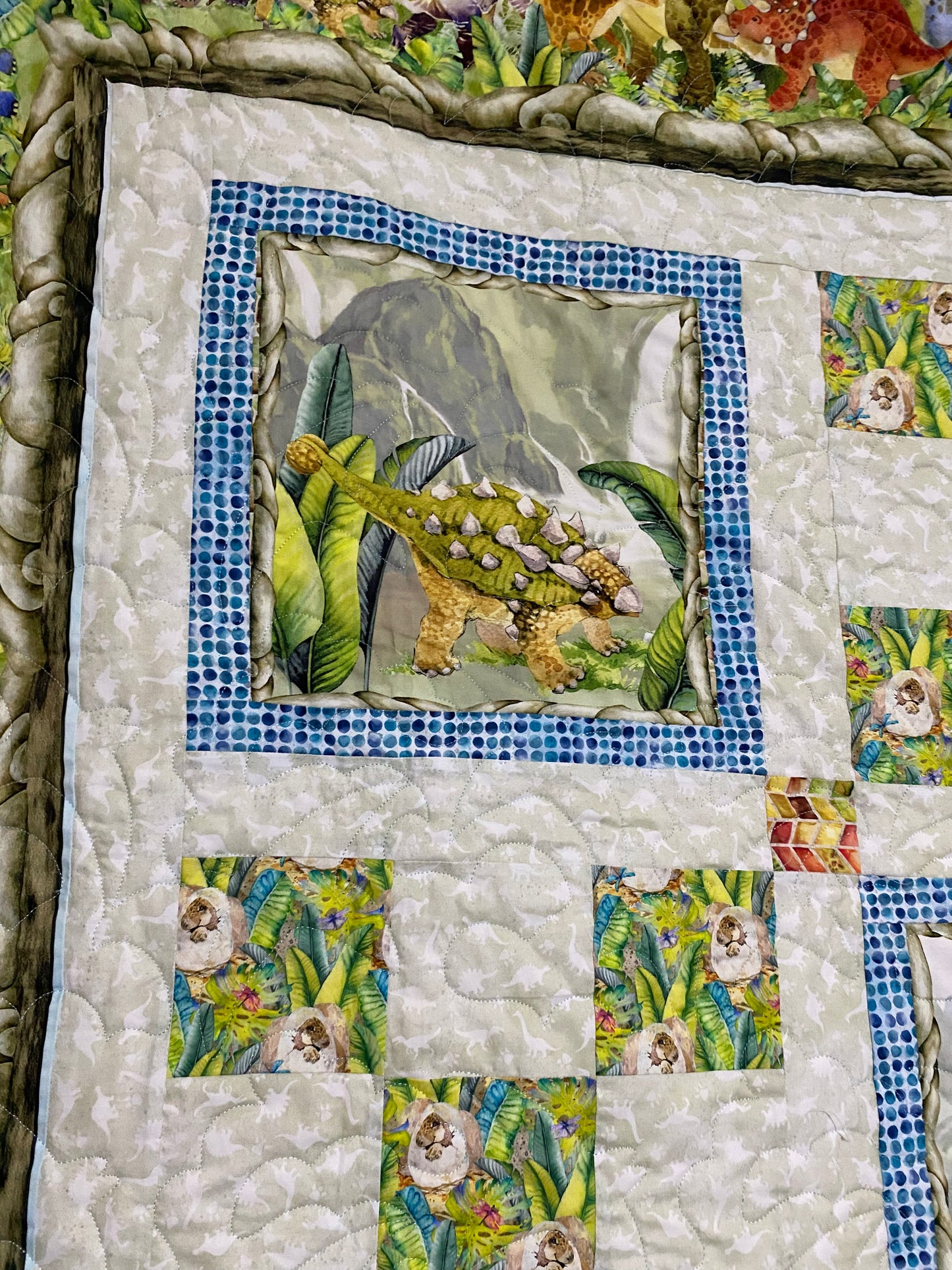 Dinosaur Friends King Single or Double Bed Quilt