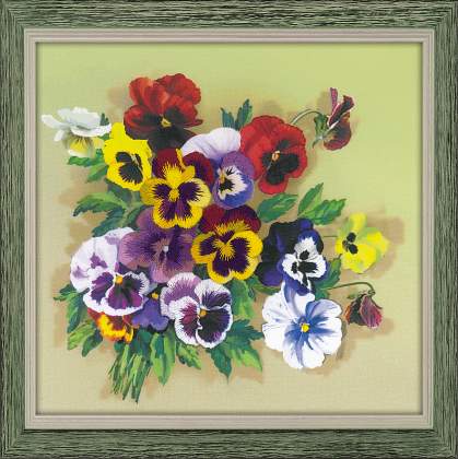 Riolis Satin Stitch Preprinted - Pansies