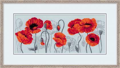 Premium Riolis Cross Stitch - Scarlet Poppies