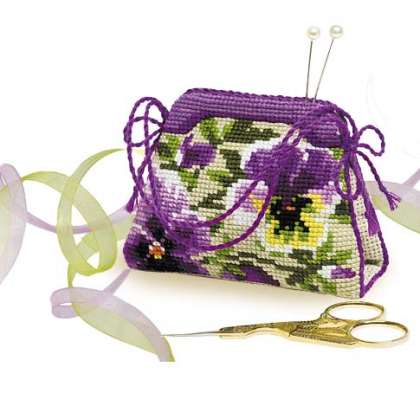 Riolis Cross Stitch - Pansy Pincushion