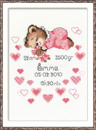 Riolis Cross Stitch - Birth Notice Girl