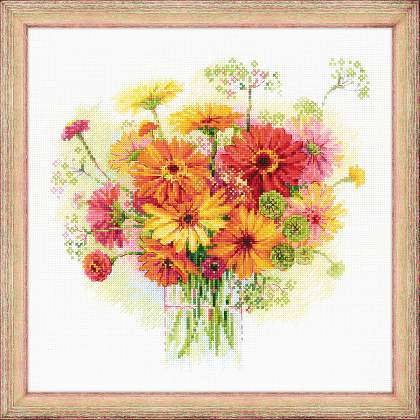 Riolis Cross Stitch - Watercolor Gerberas