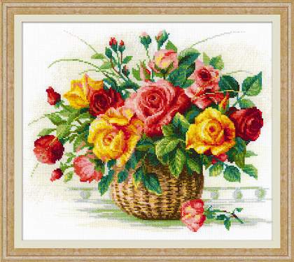 Riolos Cross Stitch - Basket with Roses