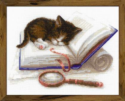 Riolos Cross Stitch - Kittens on a Book