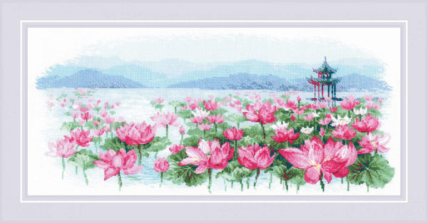 Riolis Cross Stitch - Lotus Field - Pagoda on the Water