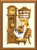 Riolis Cross Stitch - Cat with Clock