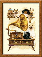 Riolis Cross Stitch - Cat with Gramaphone
