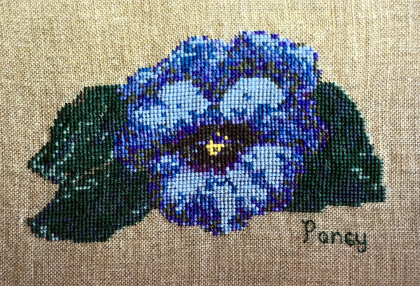 Uniquely Yours Blue Pansy Cross Stitch Chart