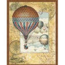 Riolis Cross Stitch Preprinted - Around the World Hot Air Balloon