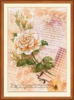 Riolis Cross Stitch Preprinted - Love Note Rose