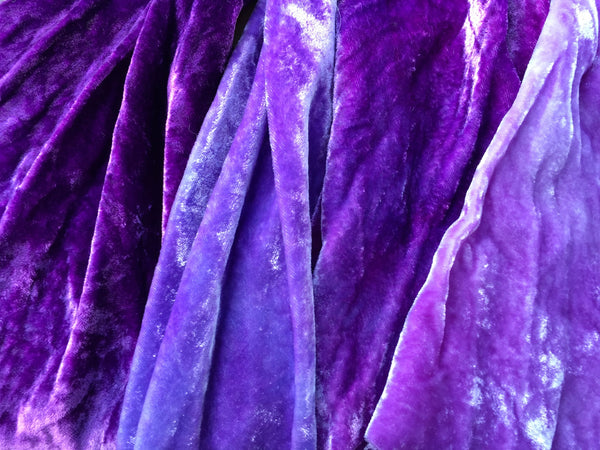 Hand dyed silk velvet bundles - Purples