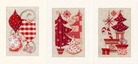 Vervaco DIY Embroidery Kits - Christmas Motifs - 3 Card pack